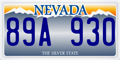 NV license plate 89A930