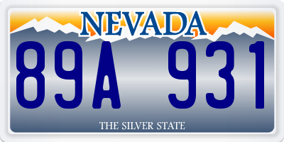 NV license plate 89A931
