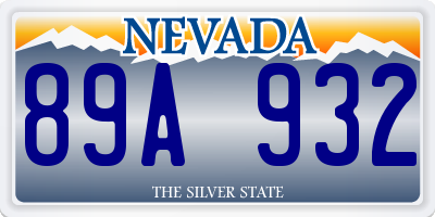 NV license plate 89A932