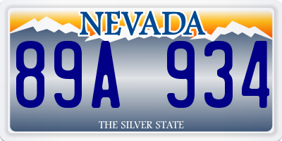 NV license plate 89A934