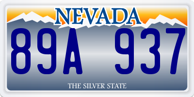 NV license plate 89A937