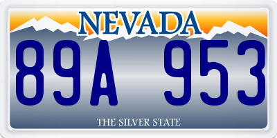 NV license plate 89A953