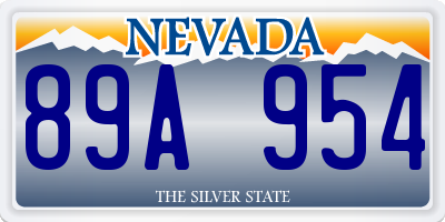 NV license plate 89A954