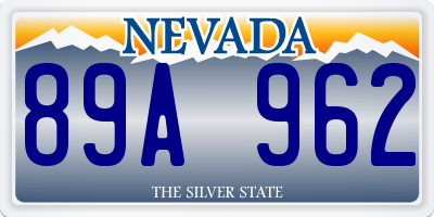 NV license plate 89A962