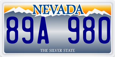 NV license plate 89A980