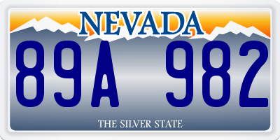 NV license plate 89A982