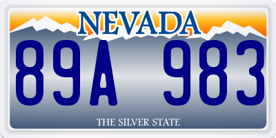 NV license plate 89A983