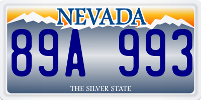 NV license plate 89A993