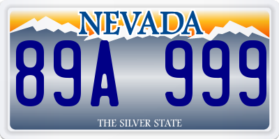 NV license plate 89A999