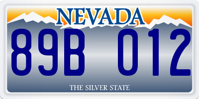 NV license plate 89B012
