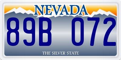 NV license plate 89B072