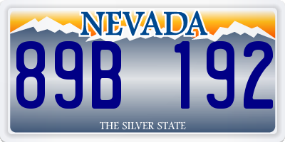 NV license plate 89B192