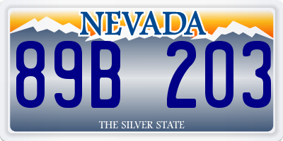 NV license plate 89B203