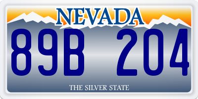 NV license plate 89B204