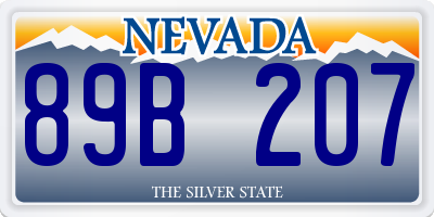 NV license plate 89B207