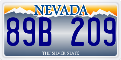 NV license plate 89B209