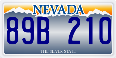 NV license plate 89B210