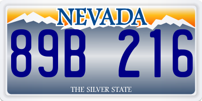 NV license plate 89B216