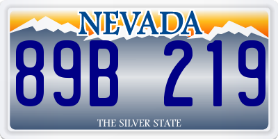 NV license plate 89B219