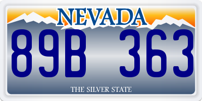 NV license plate 89B363