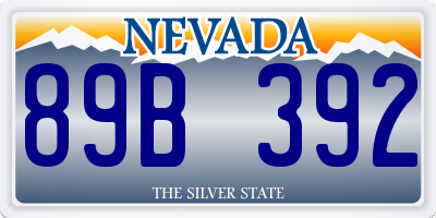 NV license plate 89B392