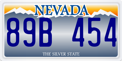 NV license plate 89B454