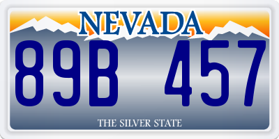 NV license plate 89B457