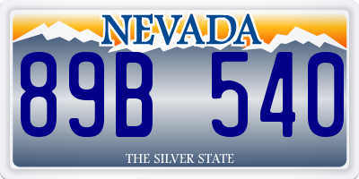 NV license plate 89B540