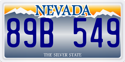 NV license plate 89B549