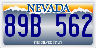 NV license plate 89B562