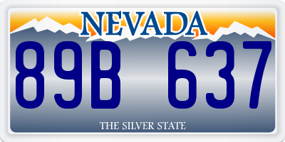 NV license plate 89B637