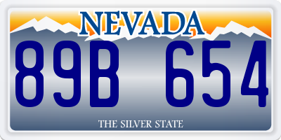NV license plate 89B654