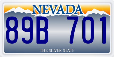 NV license plate 89B701