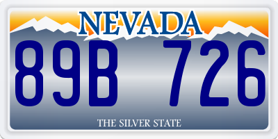 NV license plate 89B726