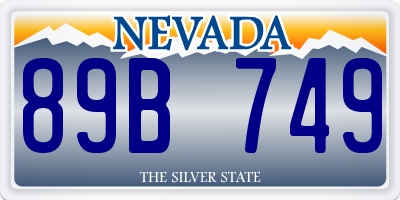 NV license plate 89B749