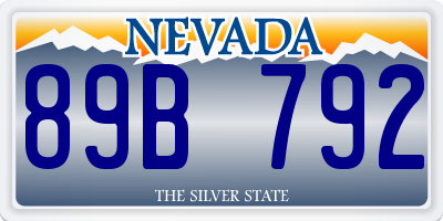 NV license plate 89B792