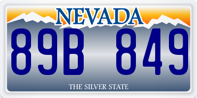 NV license plate 89B849