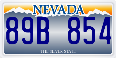 NV license plate 89B854