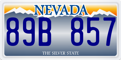 NV license plate 89B857