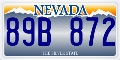 NV license plate 89B872