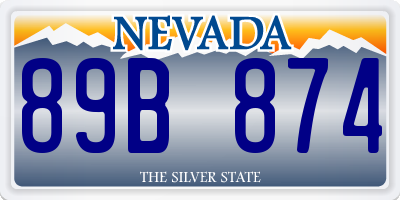 NV license plate 89B874