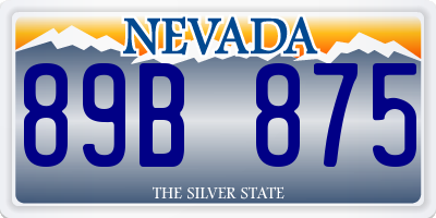 NV license plate 89B875