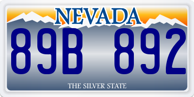 NV license plate 89B892