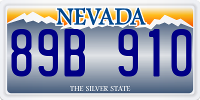 NV license plate 89B910