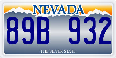 NV license plate 89B932