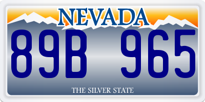 NV license plate 89B965