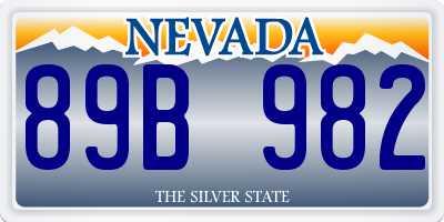 NV license plate 89B982