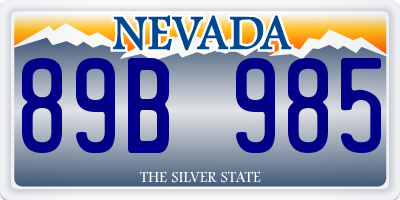 NV license plate 89B985