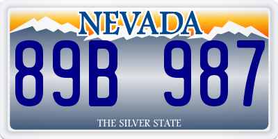 NV license plate 89B987