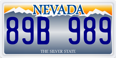 NV license plate 89B989